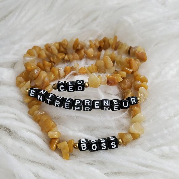 Hand Crafted Topaz Chip Boss Statement Inspiration Bracelet Set - Picture 4 of 4